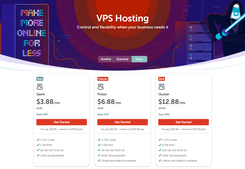 Namecheap Hosting Plans, Pricing & Review (Updated Guide) 4 VPS dashboard screenshot or server resource allocation graphic. Namecheap Cloud Hosting (VPS)