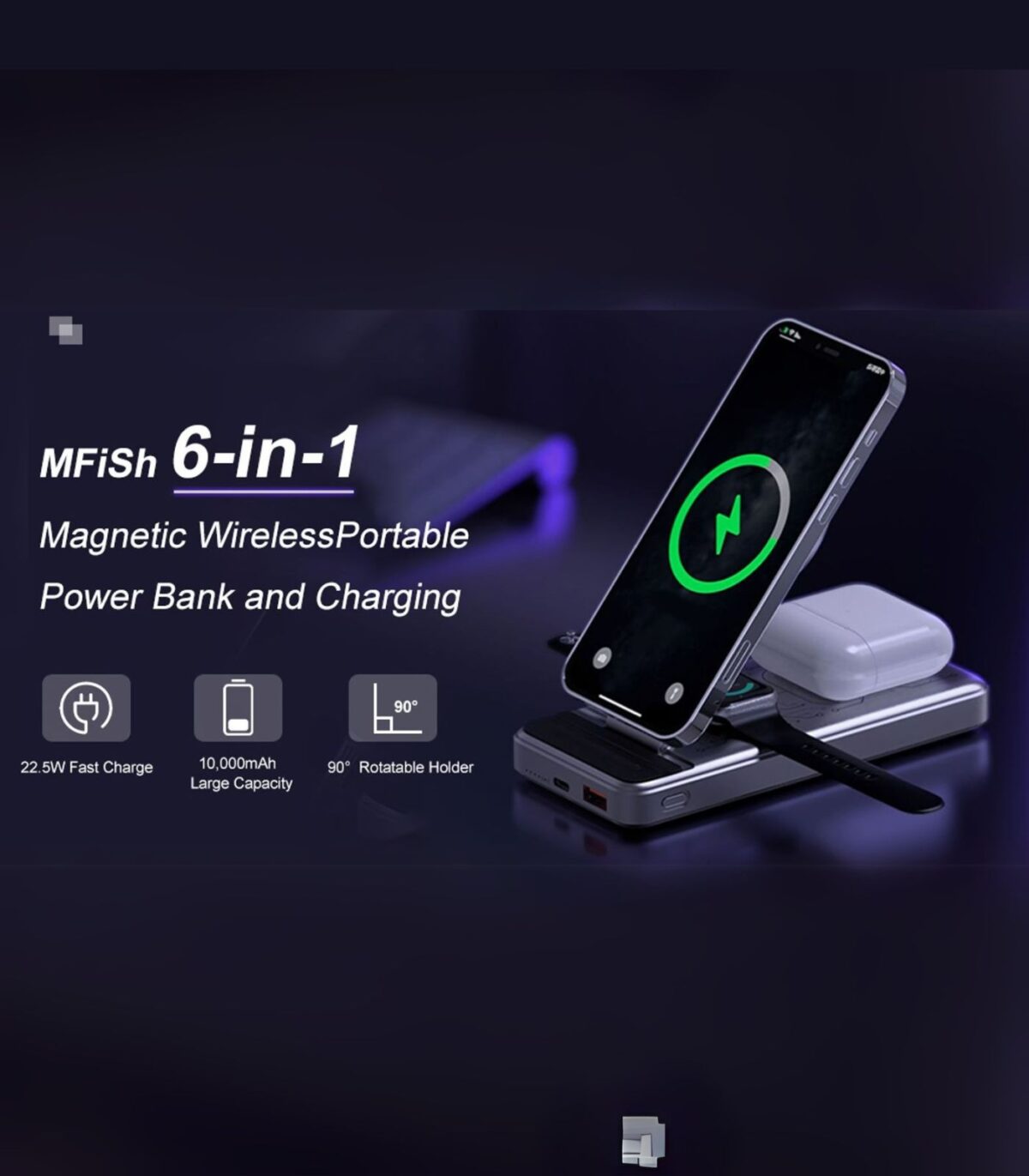Mfish 22.5W Fast Charging 5 in 1 Magnetic Wireless Power Bank17