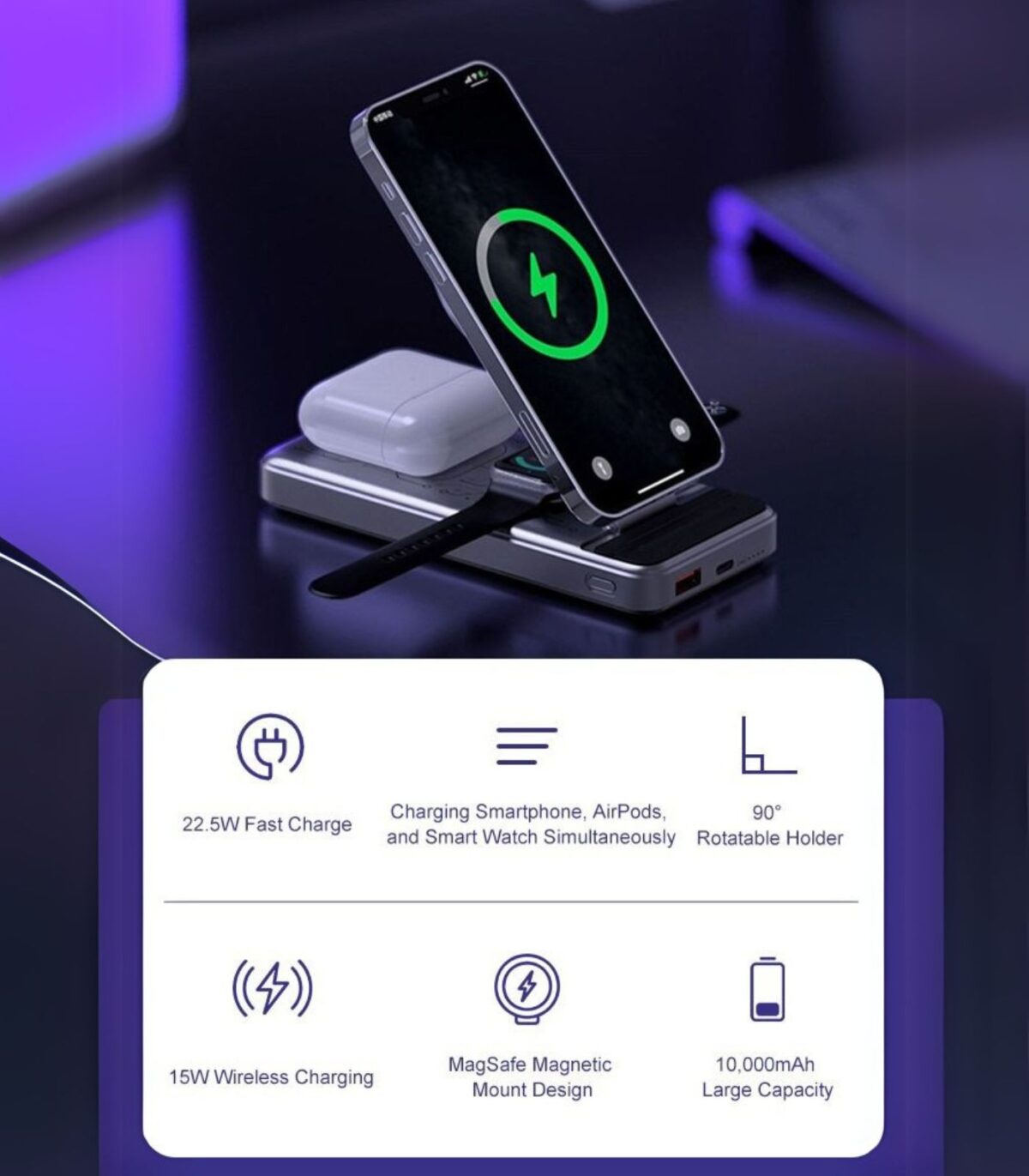 Mfish 22.5W Fast Charging 5 in 1 Magnetic Wireless Power Bank18