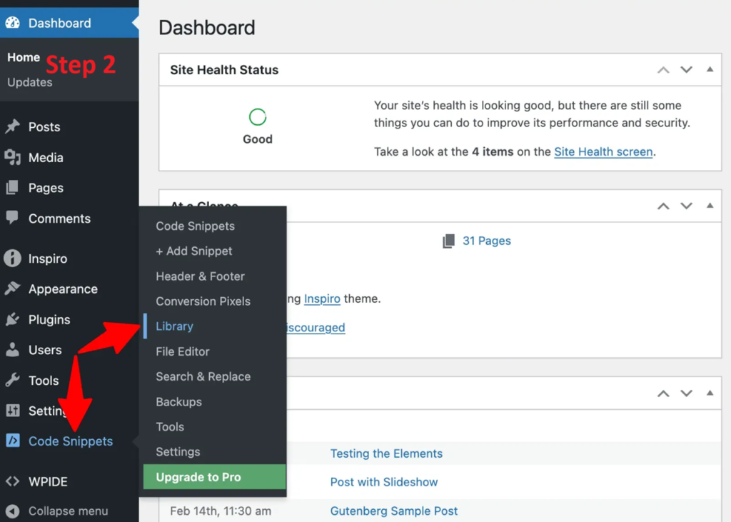 configuring wp-code plugin step 2