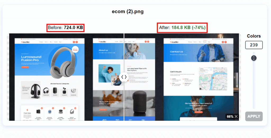 Add a before/after image size comparison (e.g., 3MB vs 300KB).
