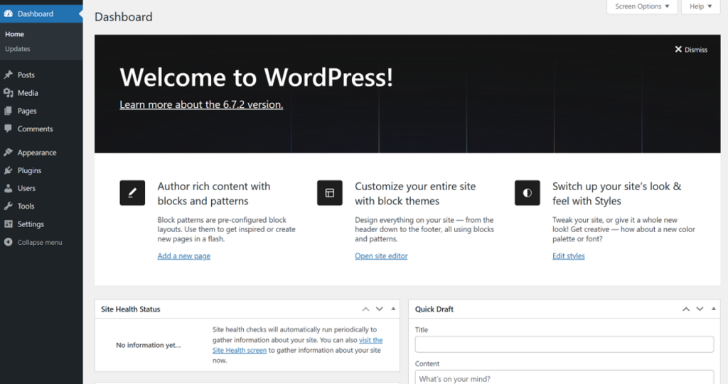 WordPress vs Shopify: Which Is Best for Your eCommerce Business? 3 WordPress Dashboard Interface. WordPress Vs Shopify.