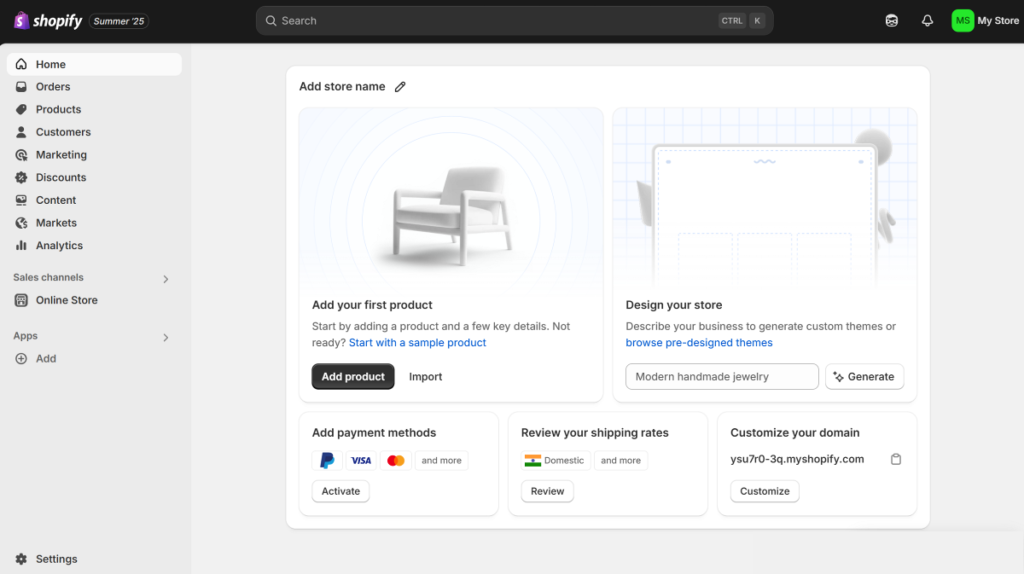 WordPress vs Shopify: Which Is Best for Your eCommerce Business? 2 Shopify Dashboard Inderface. WordPress Vs Shopify.